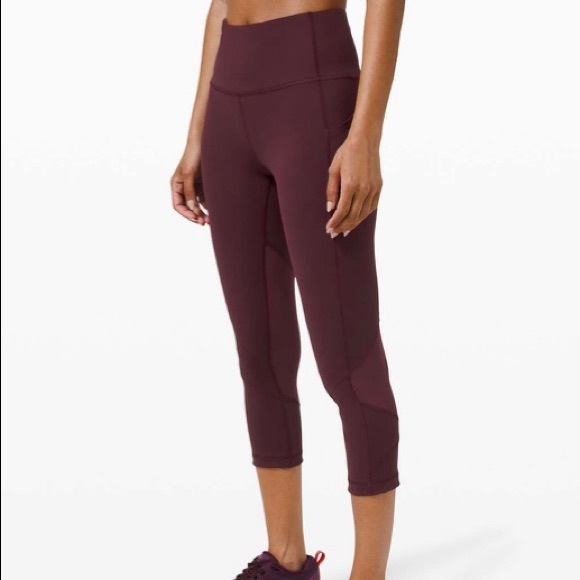 Lululemon High Rise Pace Rival Crop 22” in Burgundy - Picture 2 of 3